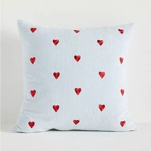 NWT Anthropologie Velvet Corduroy Embroidered Icon Pillow Hearts